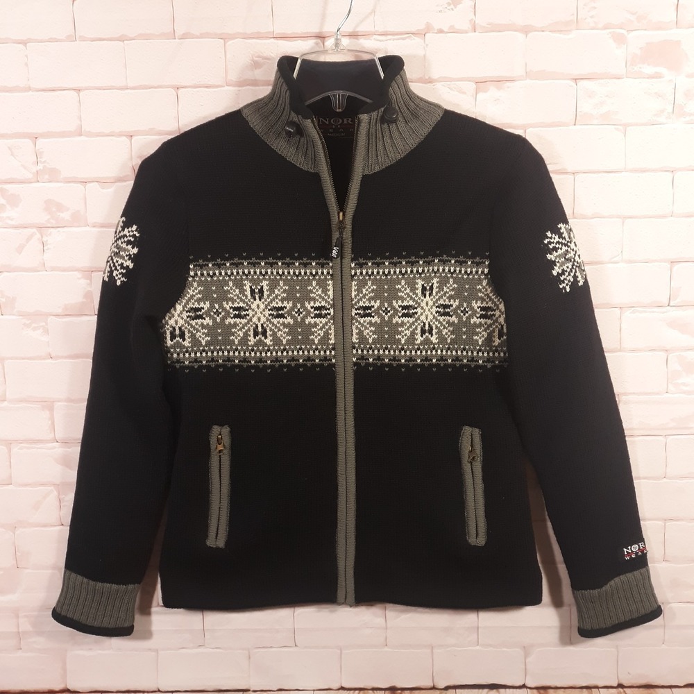 Black Fair Isle Zip-Front Women’s Sweater
